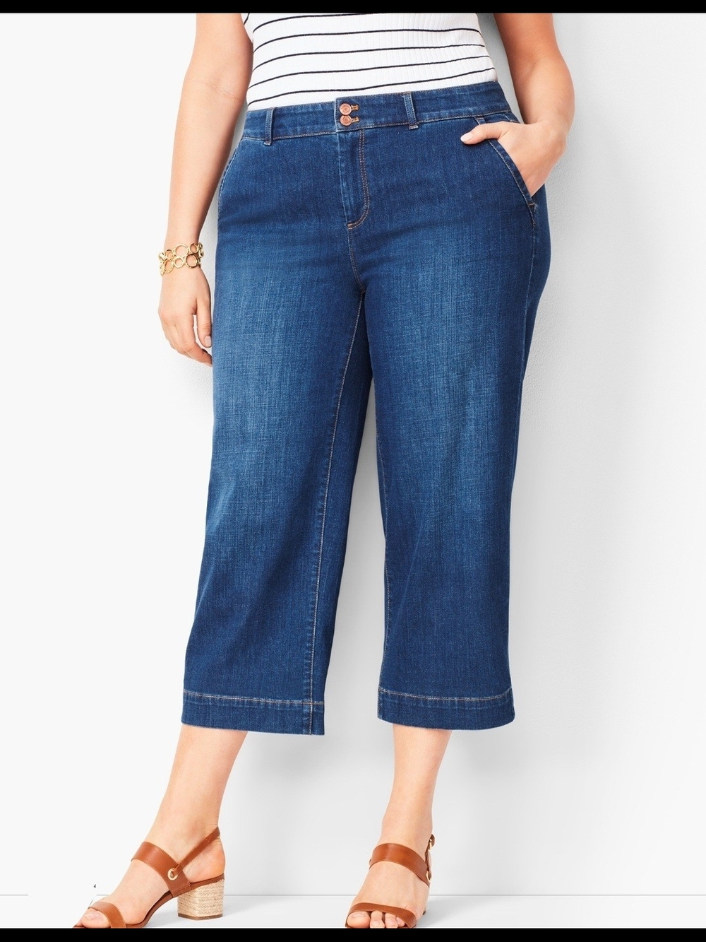 Talbots Flawless High Waist Crop Medium Wash Jeans Size 16WP